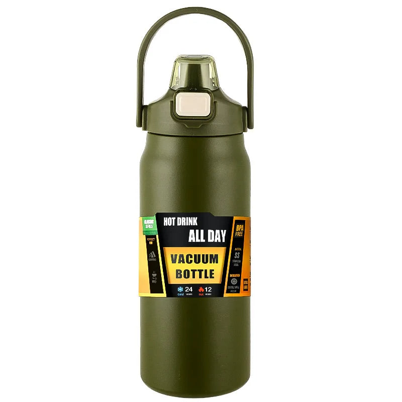 Garrafa térmica portátil com canudo 304