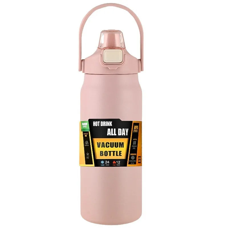 Garrafa térmica portátil com canudo 304