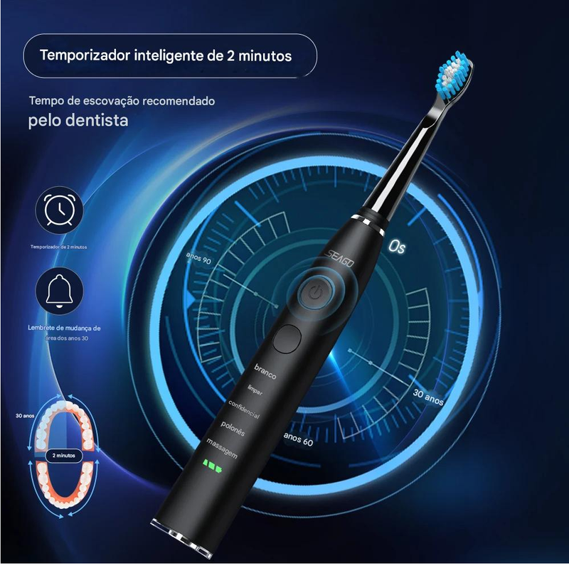 Escova de dentes elétrica sônica  360 dias de carga